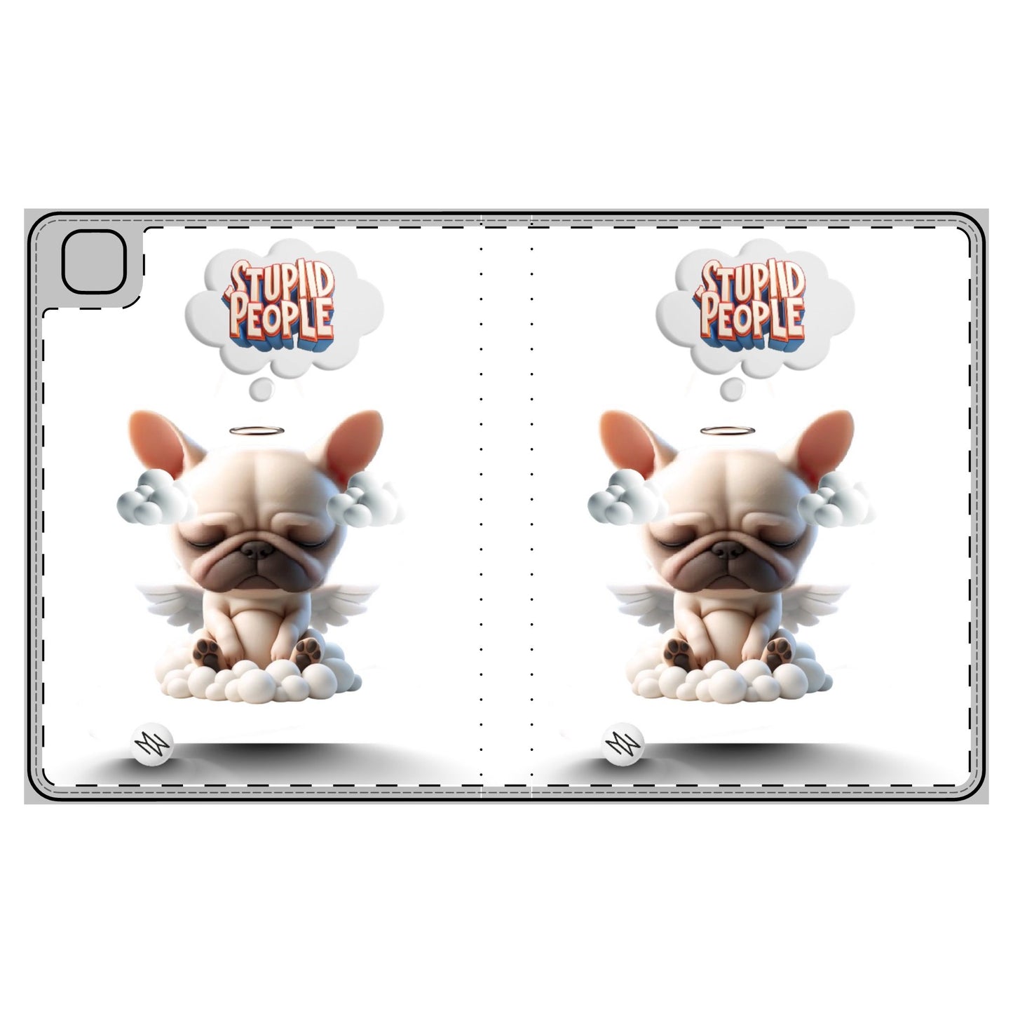 Tablet Folio Case - Funny Frenchie Guardian Angel Quote Design