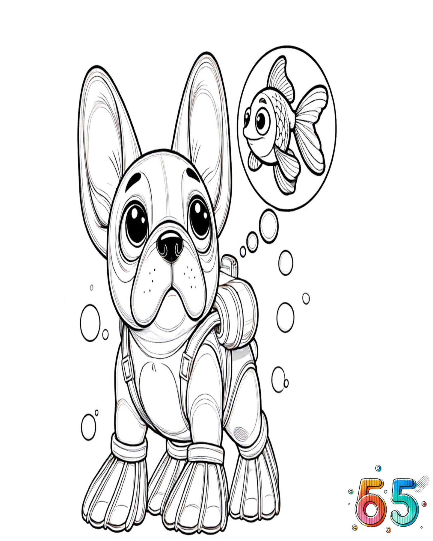 Frenchie Frolics and Friends , a whimsical coloring  adventure